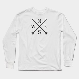 Black Grunge Compass Long Sleeve T-Shirt